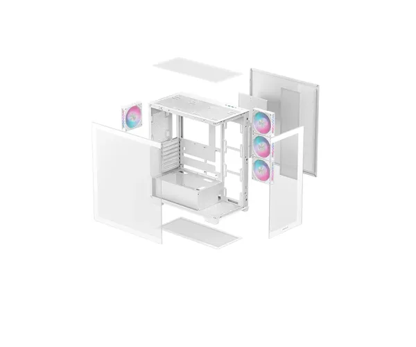 DeepCool CG580 4F WH Panoramic Tempered Glass Panels Single Chamber ATX FISHTANK Case With 4 ARGB Fans