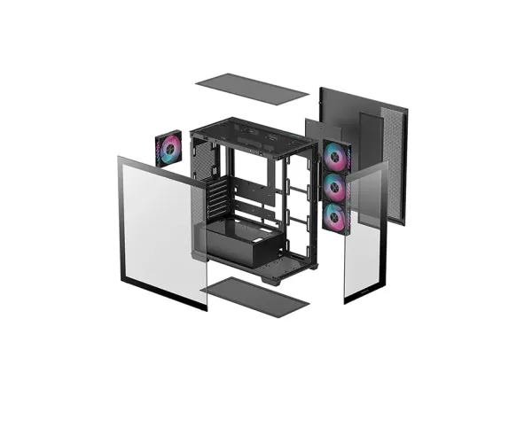 DeepCool CG580 4F Panoramic Tempered Glass Panels Single Chamber ATX FISHTANK Case With 4 ARGB Fans