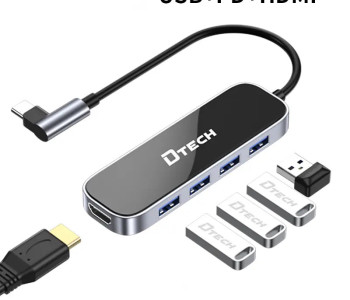 Dtech T0039 Type-C 6 in 1 Multi Function Hub
