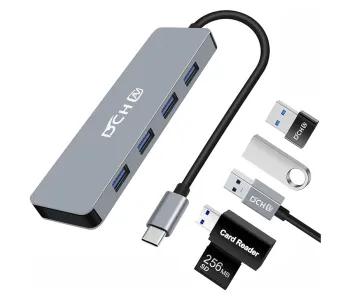 Dtech DCH-2946 Type-C Male to Quad USB Female Grey Hub
