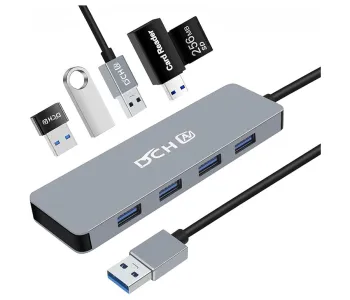 Dtech DCH-2947 USB Male to Quad USB 3.0 Female Grey HUB