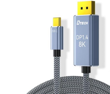Dtech TB-2917 USB Type-C Male to DP Male 3 Meter Space Gray Cable