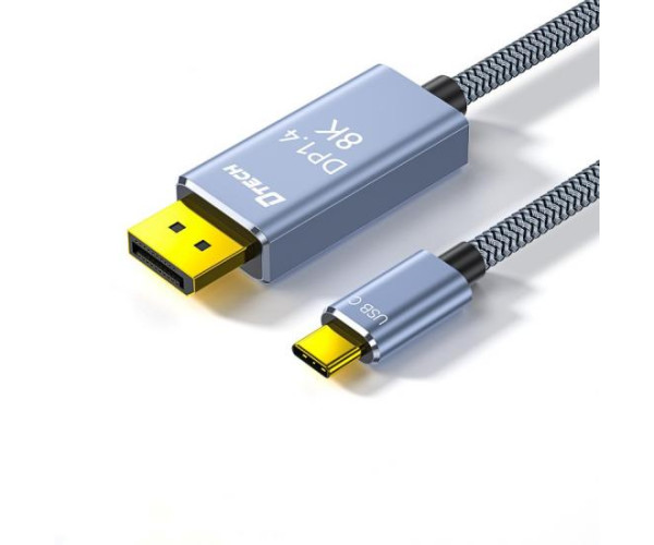 Dtech TB-2917 USB Type-C Male to DP Male 2 Meter Space Gray Cable