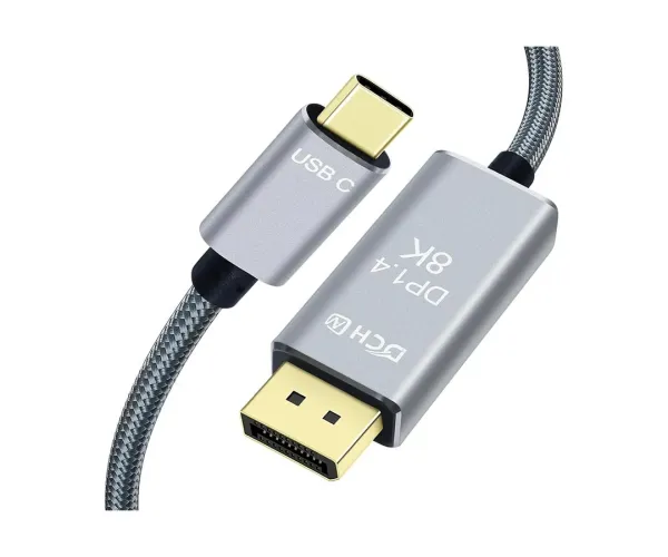 Dtech DCH-2917 USB Type-C Male to DP Male 1 Meter Space Gray Cable