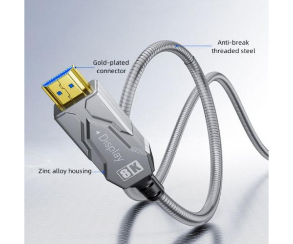 DTECH DT-HF8015K HDMI TO HDMI 8K ARMOR FIBER OPTIC CABLE 15M 