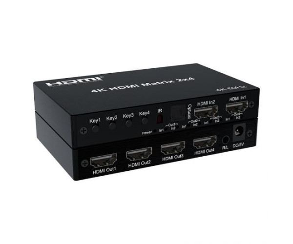 Dtech DT-7224W 2 Input 4 Output HDMI Matrix Switch