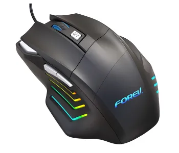 FOREV FV-X7 3200dpi Wired Mechanical Gaming RGB Lighted Mouse (Black)