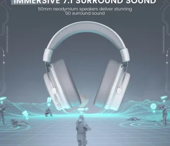 EKSA E900 Pro White 7.1 Virtual Surround Sound Gaming Headset