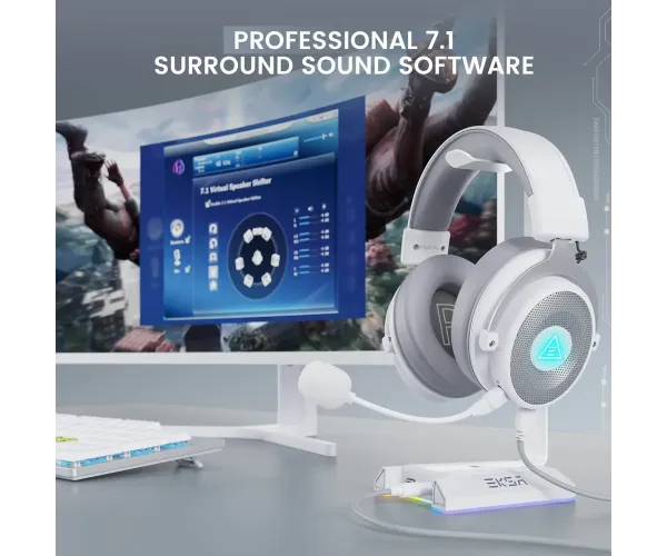 EKSA E900 Pro White 7.1 Virtual Surround Sound Gaming Headset