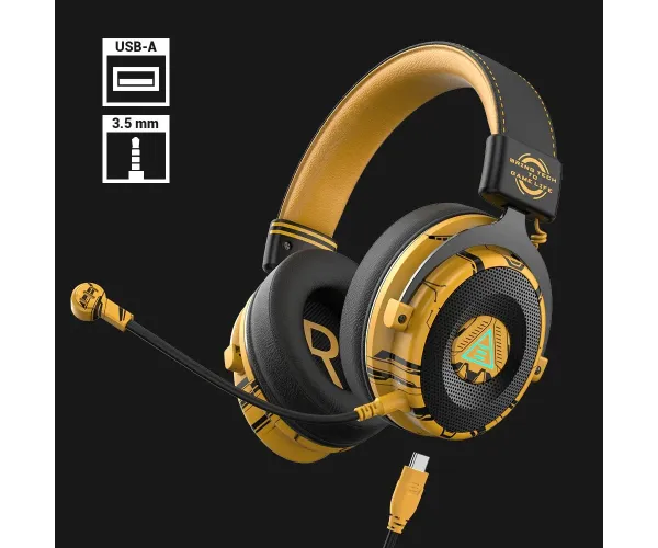 EKSA E900 Pro Yellow 7.1 Virtual Surround Sound Gaming Headphone