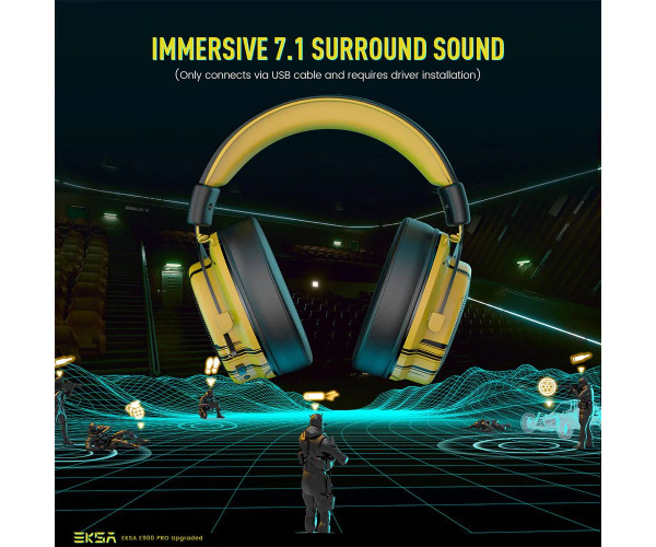 EKSA E900 Pro Yellow 7.1 Virtual Surround Sound Gaming Headphone