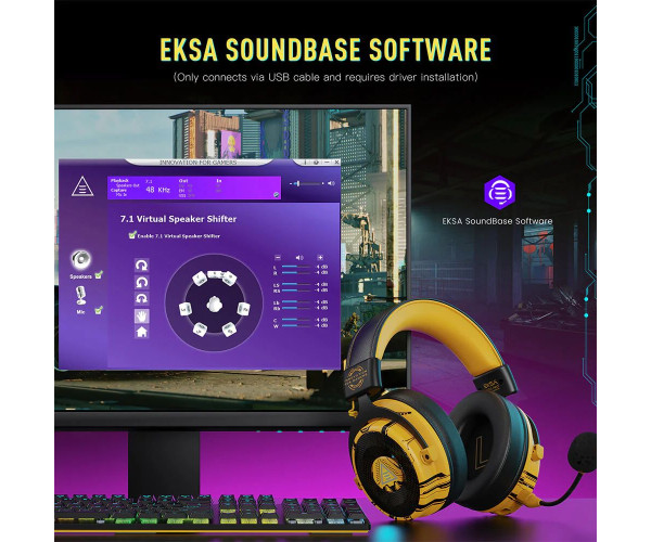 EKSA E900 Pro Yellow 7.1 Virtual Surround Sound Gaming Headphone