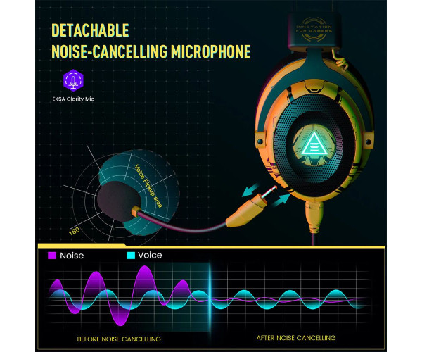 EKSA E900 Pro Yellow 7.1 Virtual Surround Sound Gaming Headphone