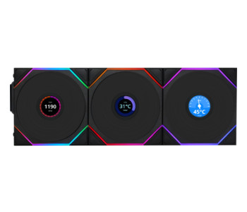 LIAN LI UNI FAN TL WIRELESS LCD 120 ARGB Triple Pack Black Case Fan