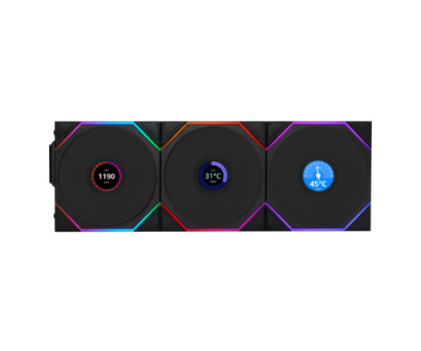 LIAN LI UNI FAN TL WIRELESS LCD 120 ARGB Triple Pack Black Case Fan