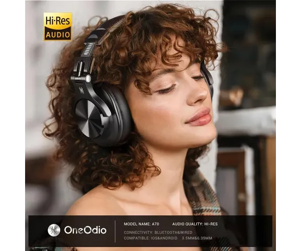 OneOdio Fusion A70 Black Wireless Over Ear Headphones