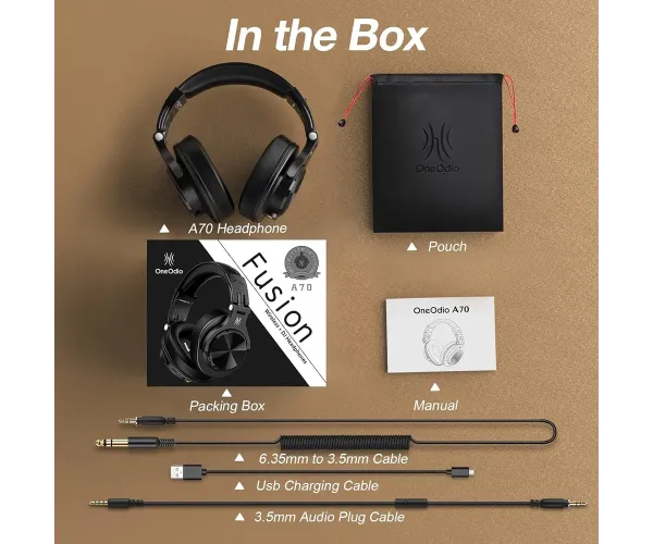 OneOdio Fusion A70 Black Wireless Over Ear Headphones