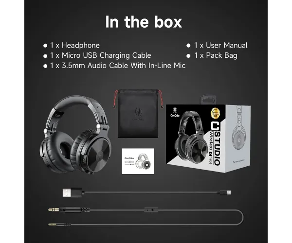OneOdio Studio Wireless Pro C Black Bluetooth Headphones