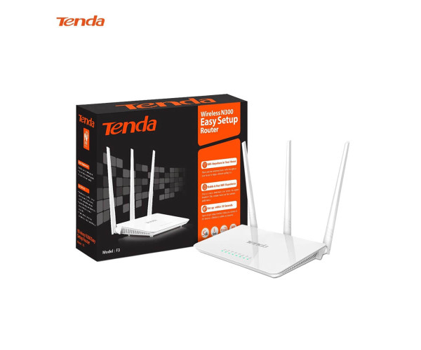 Tenda F3 300Mbps Wireless Router with 3 External Antennas 