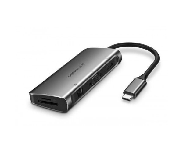 UGREEN 40873 TYPE-C TO HDMI+VGA+RJ45 GIGA+USB3.0x3+SDTF+