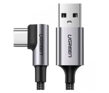 UGREEN 50942 90-DEGREE ANGLED USB-C MALE TO USB2.0 A MALE 3A DATA CABLE 2M