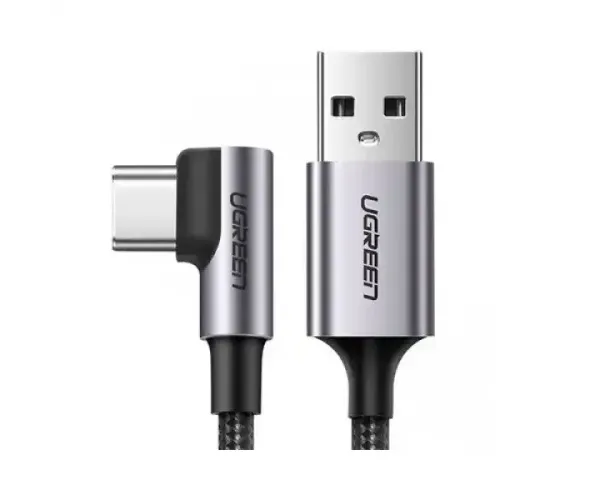 UGREEN 50942 90-DEGREE ANGLED USB-C MALE TO USB2.0 A MALE 3A DATA CABLE 2M