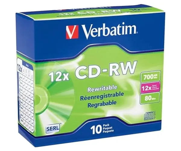 VERBATIM CD-RW 700MB 12X 10PK JEWEL CASE