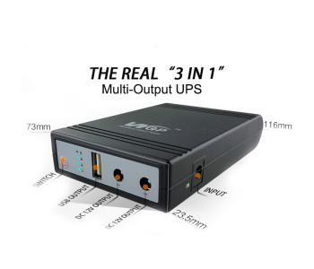 WGP Mini UPS for wifi router (5+12+12 Volts 3 Output Genuine 8000mAh Battery) 