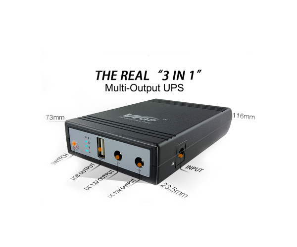 WGP Mini UPS for wifi router (5+12+12 Volts 3 Output Genuine 8000mAh Battery) 