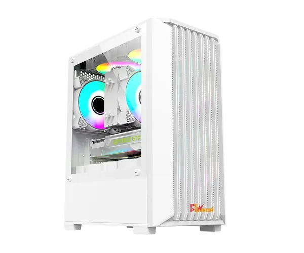 PC POWER WHITE BREEZE MESH GAMING CASING WITH 3 ARGB FAN and 230W PSU
