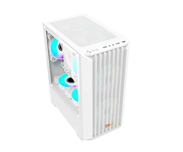 PC POWER WHITE BREEZE MESH GAMING CASING WITH 3 ARGB FAN and 230W PSU