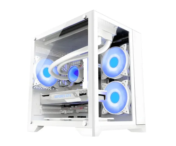 PC POWER ICE CUBE WH M-ATX GAMING CASING (5 X ARGB FAN)