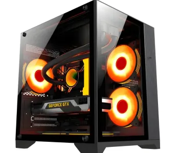 PC POWER ICE CUBE BK M-ATX GAMING CASING WITH 7 ARGB FAN and 350W POWER SUPPLY