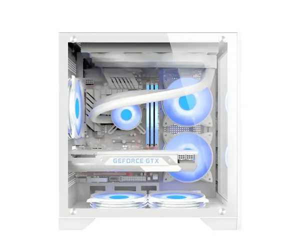 PC POWER ICE CUBE WH M-ATX GAMING CASING (5 X ARGB FAN)
