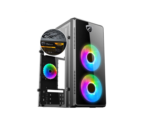PC POWER PULSE FIRE X2 CASING WITH 3 FANS and 200W POWER SUPPLY