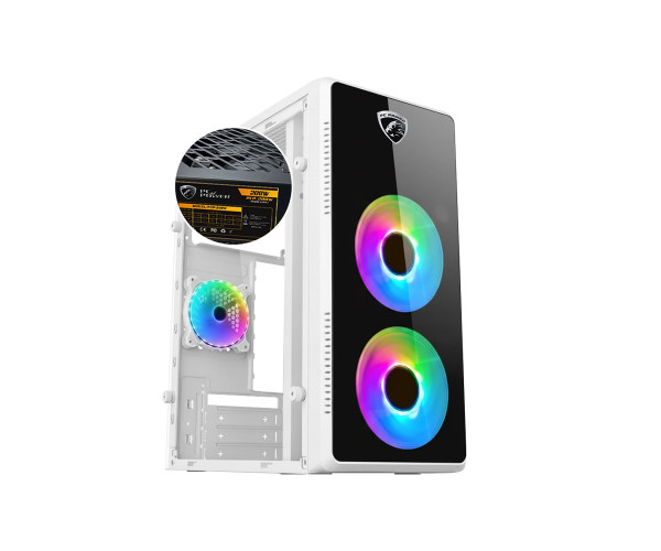 PC POWER PULSE FIRE X2 WH CASING WITH 3 FANS and 200W POWER SUPPLY