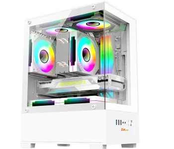 PC Power River View WH M-ATX Gaming Casing With 5 ARGB Fan and 350W PSU