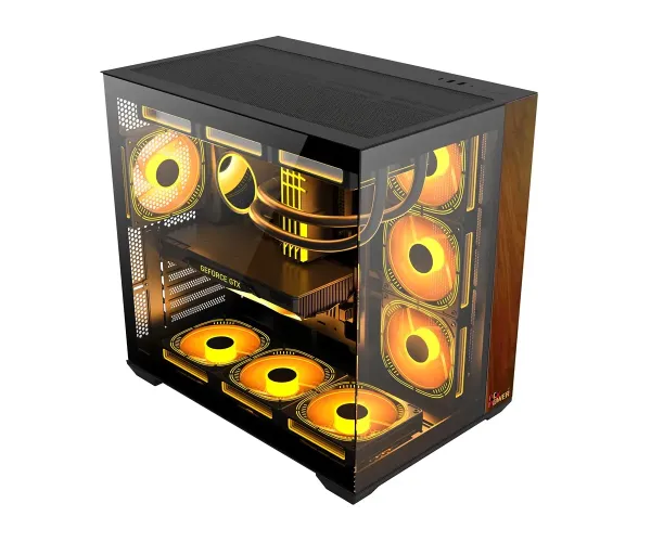 PC POWER DARK WOOD Casing With 10 FANS 