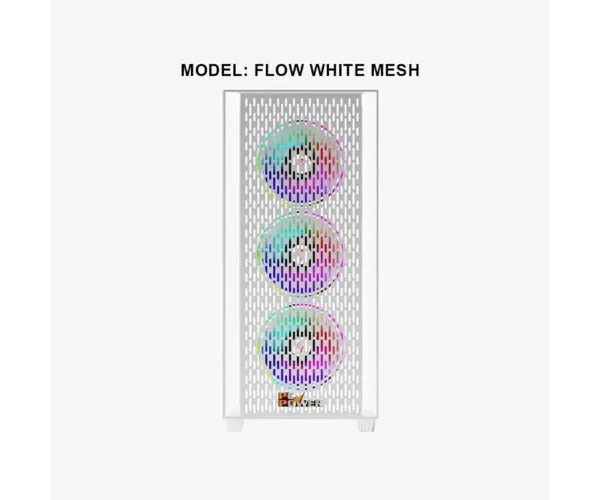 PC Power PP-GS2401 WH Flow White Light Mesh Desktop Gaming Casing