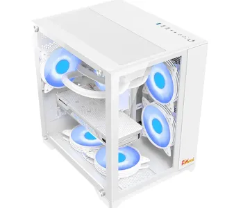 PC POWER ICE CUBE WH M-ATX GAMING CASING (5 X ARGB FAN)