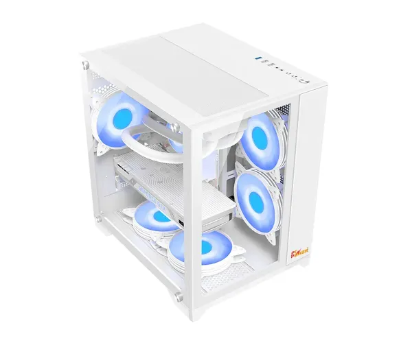 PC POWER ICE CUBE WH M-ATX GAMING CASING (5 X ARGB FAN)