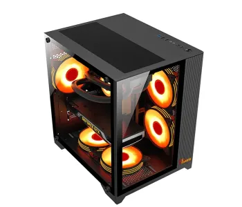 PC POWER ICE CUBE BK M-ATX GAMING CASING WITH 7 ARGB FAN and 350W POWER SUPPLY
