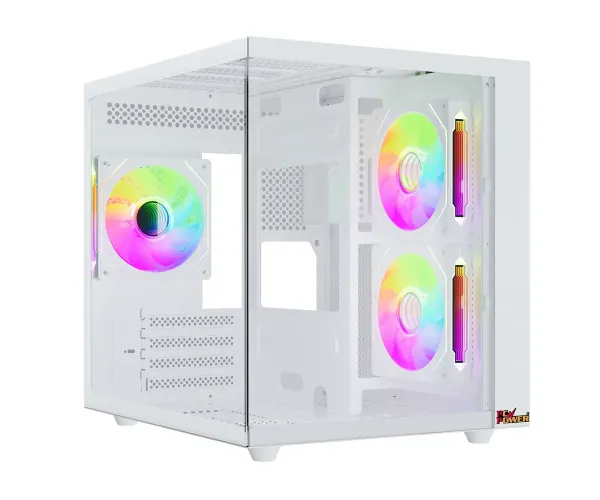 PC POWER ICE CUBE MINI V2 WH Casing With 5 FANS and 650W PSU  