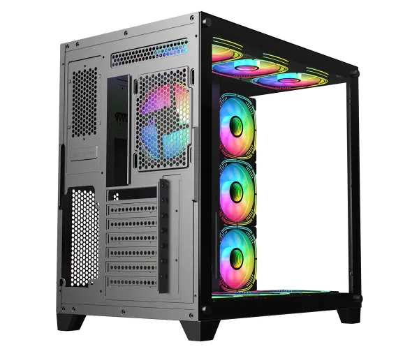 PC Power ICEBERG V2 Black With 650W PSU AND 10 FANS Gaming Case