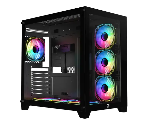 PC Power ICEBERG V2 black WITH 650W PSU AND 7 FANS Gaming case