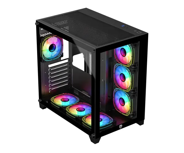 PC Power ICEBERG V2 black WITH 650W PSU AND 7 FANS Gaming case