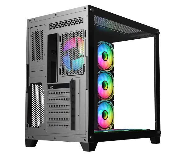 PC Power ICEBERG V2 black WITH 650W PSU AND 7 FANS Gaming case