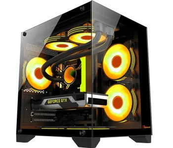 PC POWER OCEAN VIEW BK M-ATX GAMING CASING WITH 7 ARGB FAN and 350W POWER SUPPLY