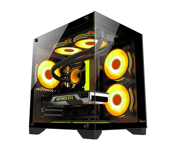 PC POWER OCEAN VIEW BK M-ATX CASING WITH 3 ARGB FAN and 350W PSU