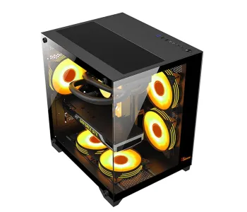PC POWER OCEAN VIEW BK M-ATX GAMING CASING WITH 7 ARGB FAN and 350W POWER SUPPLY